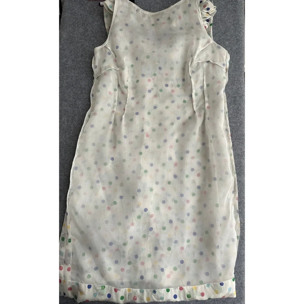 Paola Quadretti Couture Silk Dress S Ivory Polka Dot Ungaro‎ Fabric Made Italy